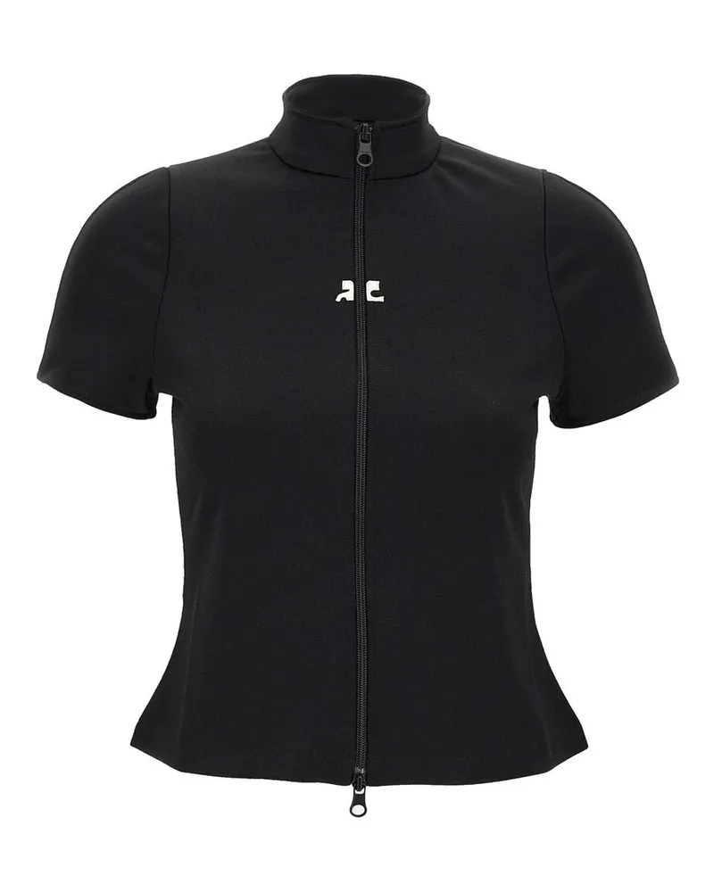 Courrèges Top Interlock Zipped Schwarz