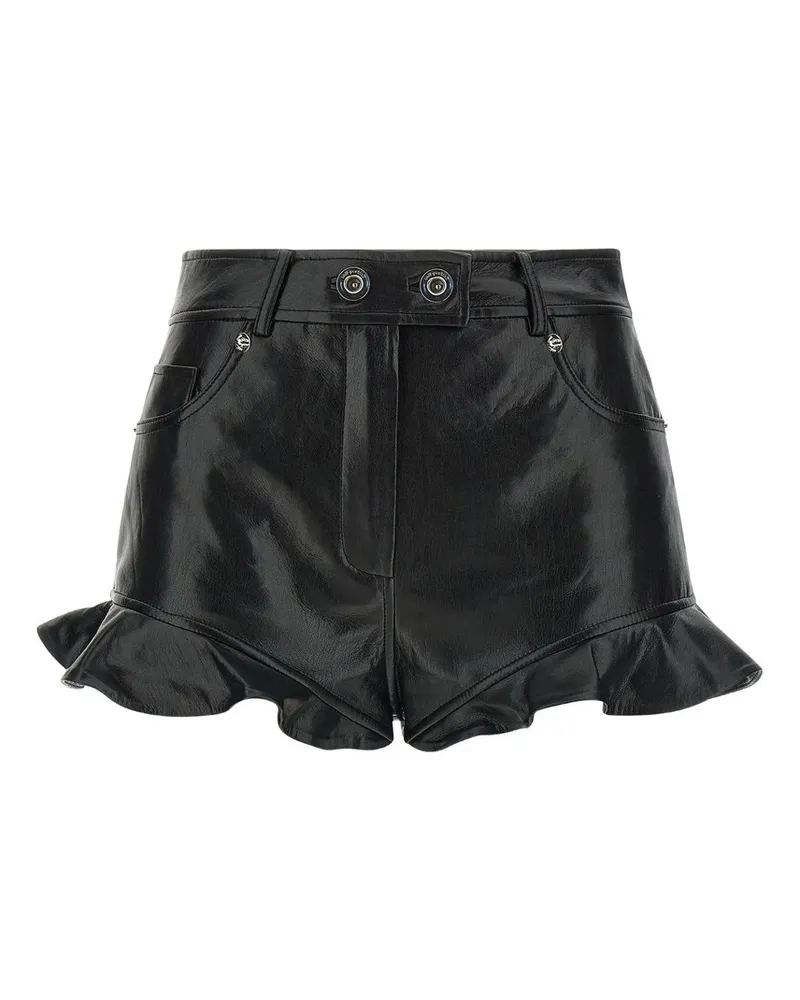 Self-Portrait Black Faux Leather Shorts Schwarz