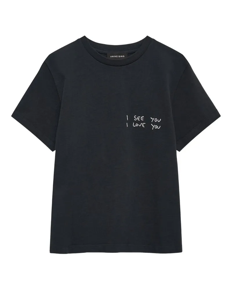 Anine Bing Shelley Tee i See You i Love Schwarz