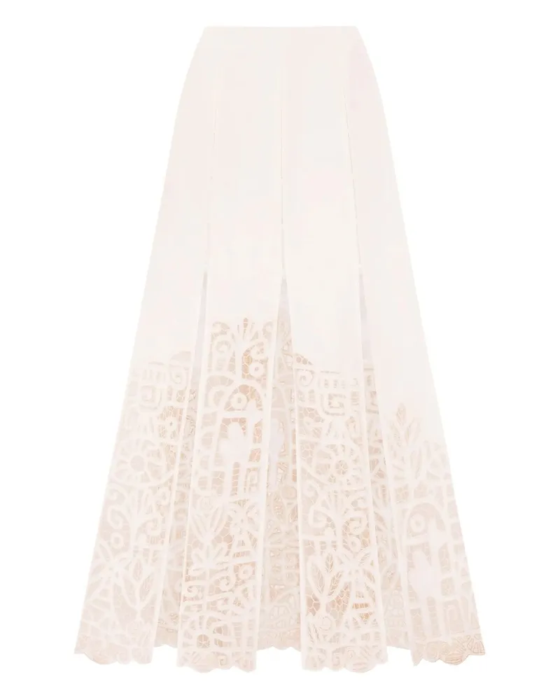 ALEMAIS Rosemary Embroidered Skirt Beige