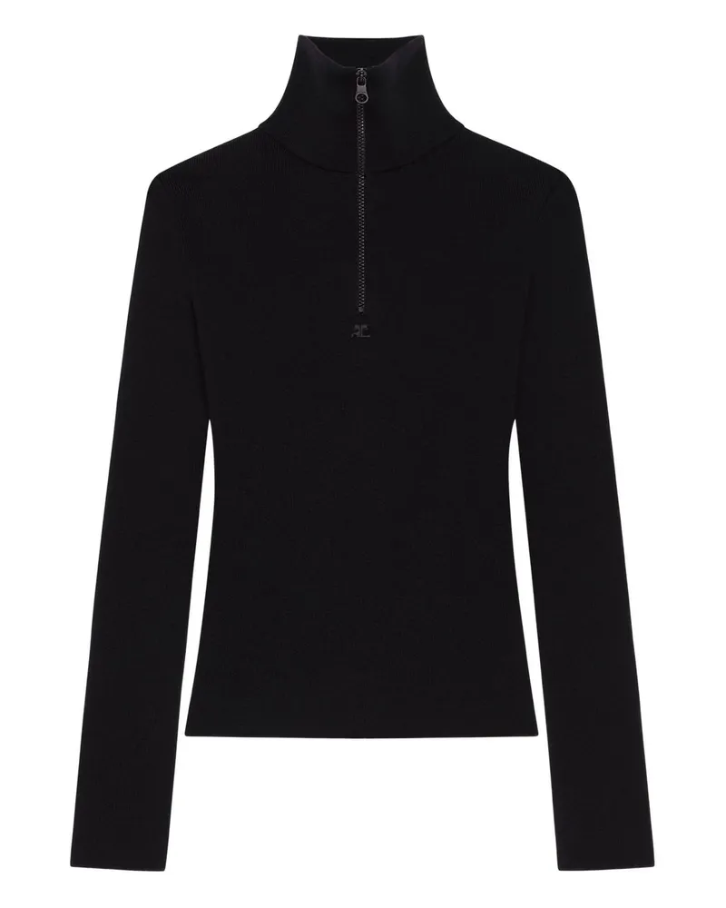 Courrèges Zipped Mockneck Sweater Schwarz