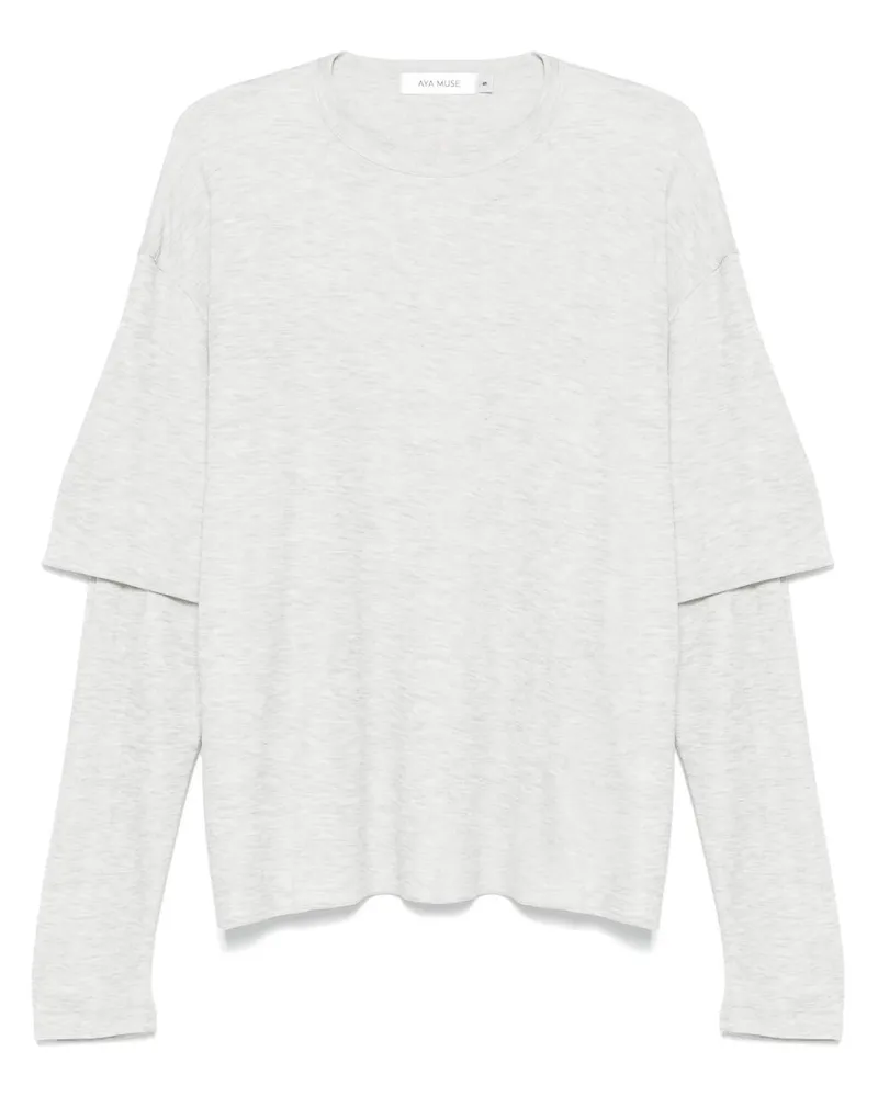 Aya Muse Ribbed Double Layer T-shirt Grau