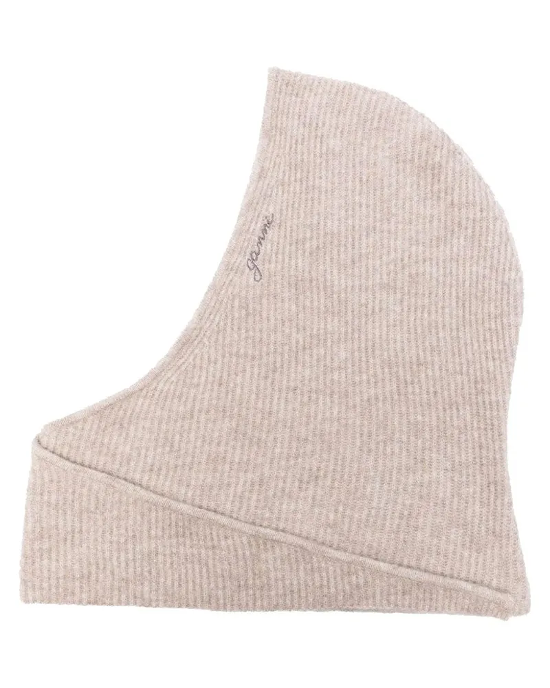 Ganni Soft Wool Balaclava Beige