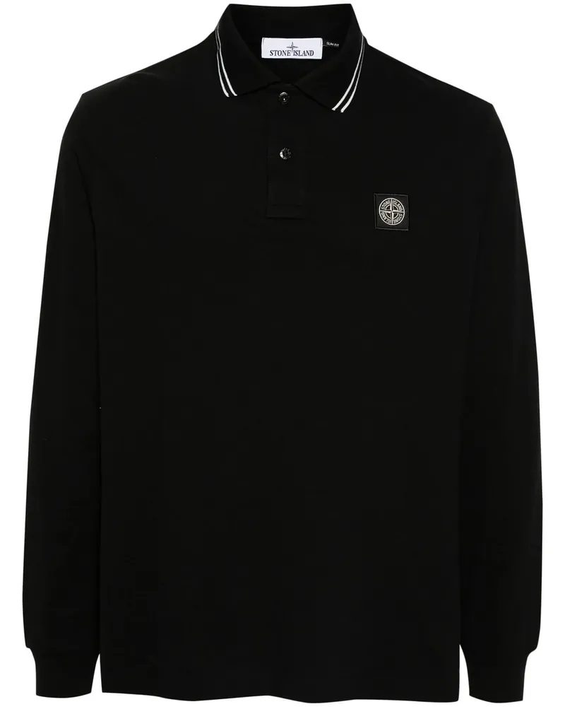 Stone Island Polo Shirt M/lunga Slim Fit Schwarz