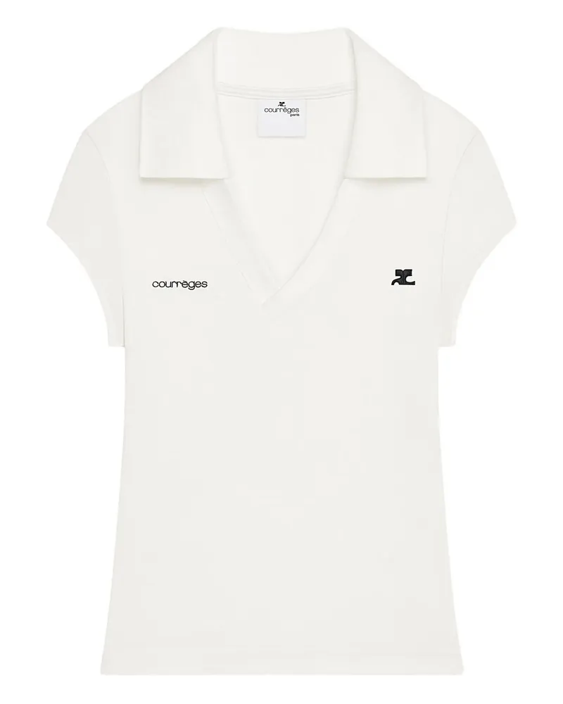 Courrèges Sports Cropped Polo Weiß