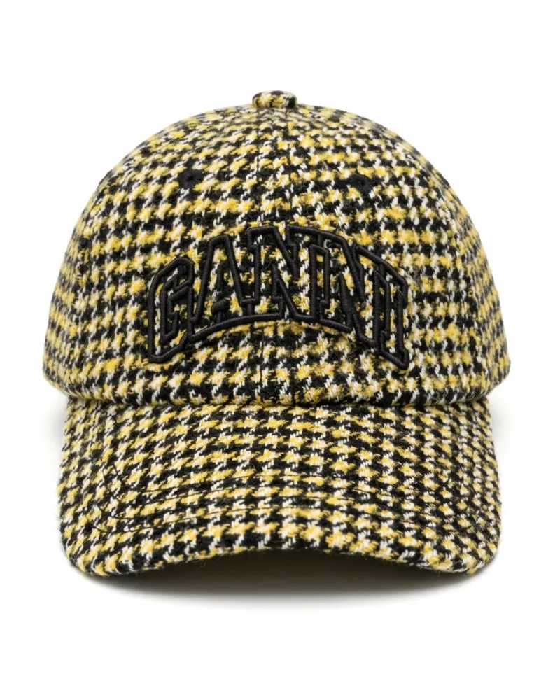Ganni Woollen Check Cap Gelb