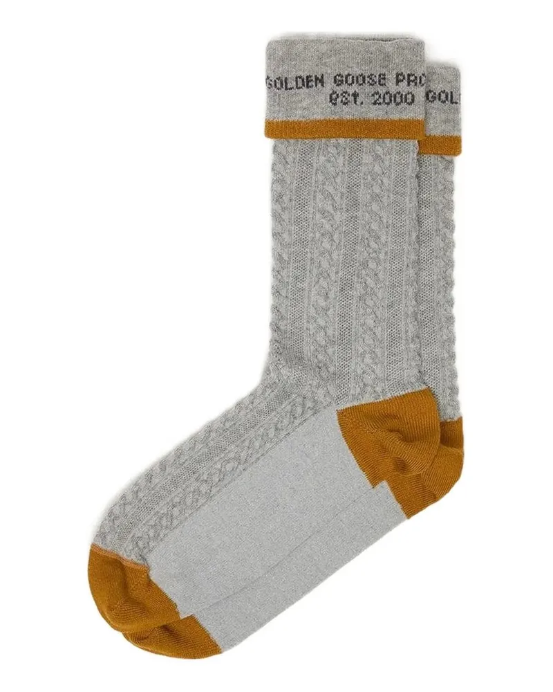Golden Goose Socks High Rib/braid/ Jacquard Logo Grau