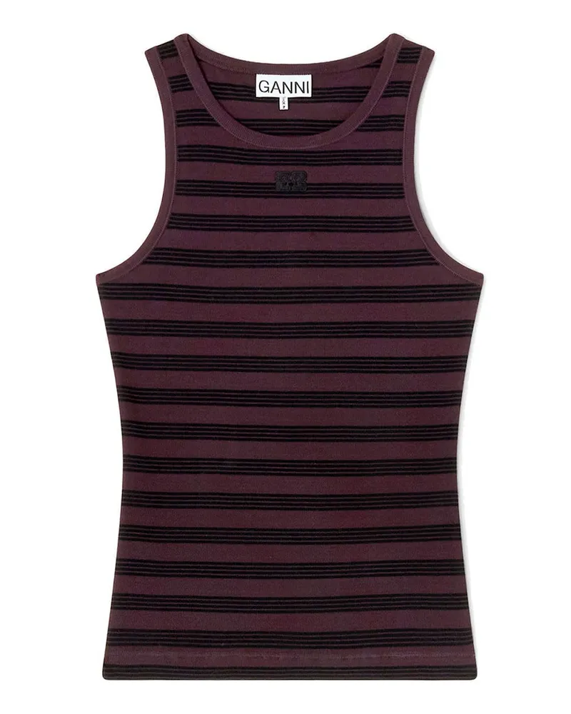 Ganni Soft Cotton Rib Tank Top Braun
