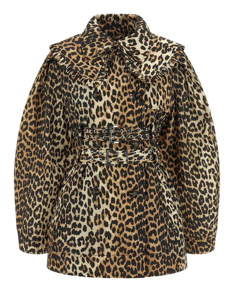 Ganni Print Duchesse Nylon Short Trench A1010074 Braun