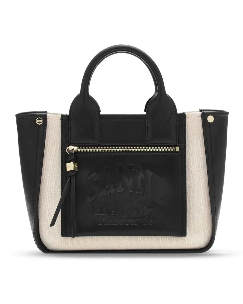 Ganni Tote Canvas Schwarz