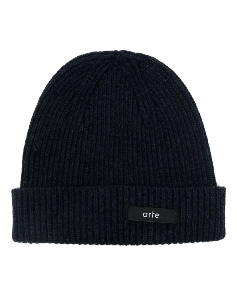 Arte Antwerp Label Beanie Blau