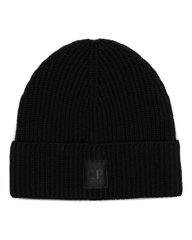 C.P. Company Accessories Knit Cap in Extrafine Merino Wool Schwarz