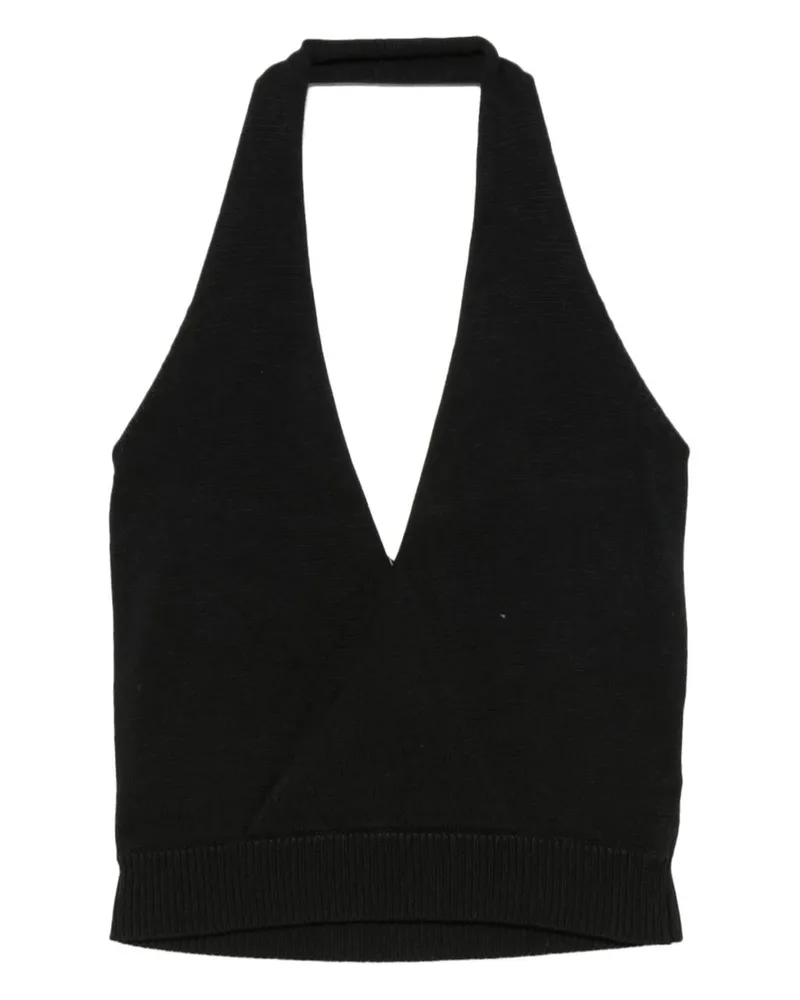 Aya Muse Knit Halter Top Schwarz