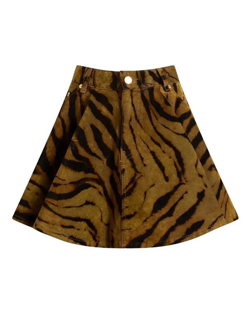 Ganni Printed Flock Denim Mini Skirt Grün