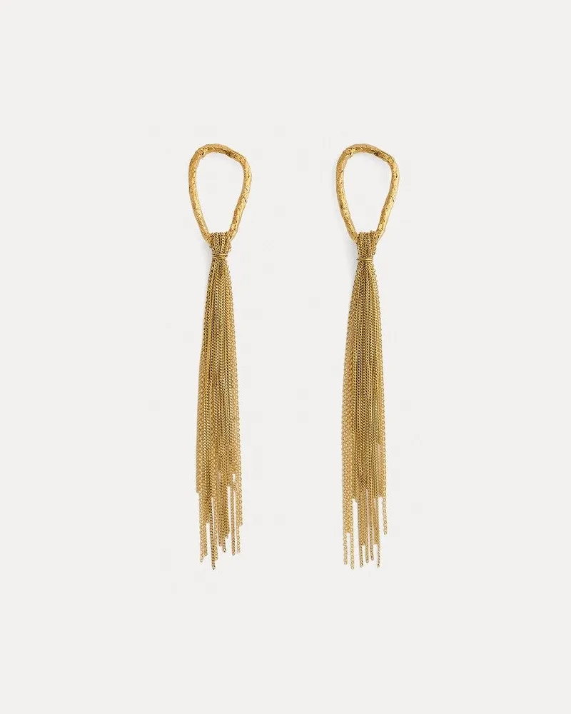 forte_forte Sculpture Fringed Earrings Gold