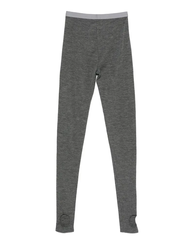 forte_forte Wool Ribbed Jersey Leggings With Spats Grau