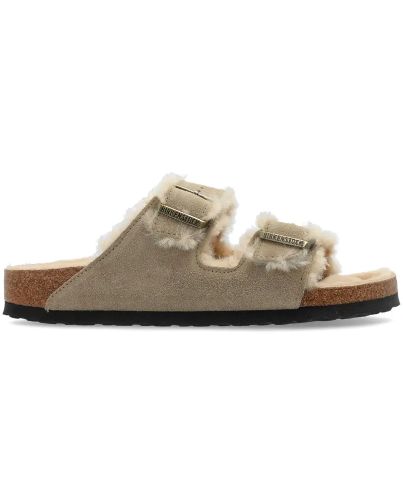 Birkenstock Arizona Shearling Taupe, Suede Leather Grau