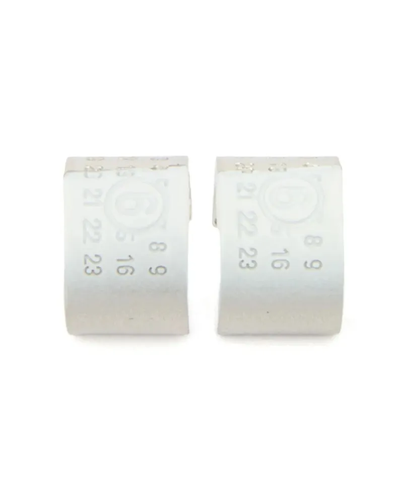 Maison Margiela Minimal Logo 4mm Earrings Sm7vg0090p8339 Weiß