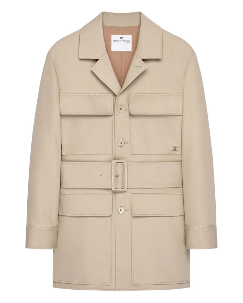 Courrèges Utility Belted Coat Beige