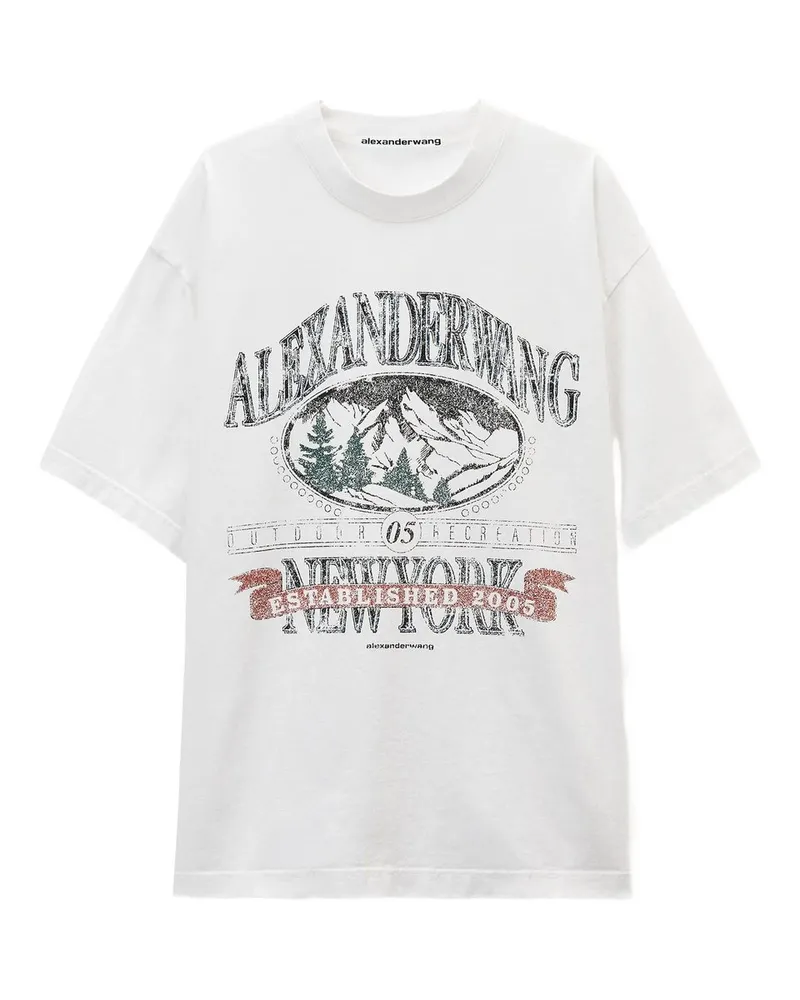Alexander Wang Short Sleeve T-shirt w/ Graphic Weiß