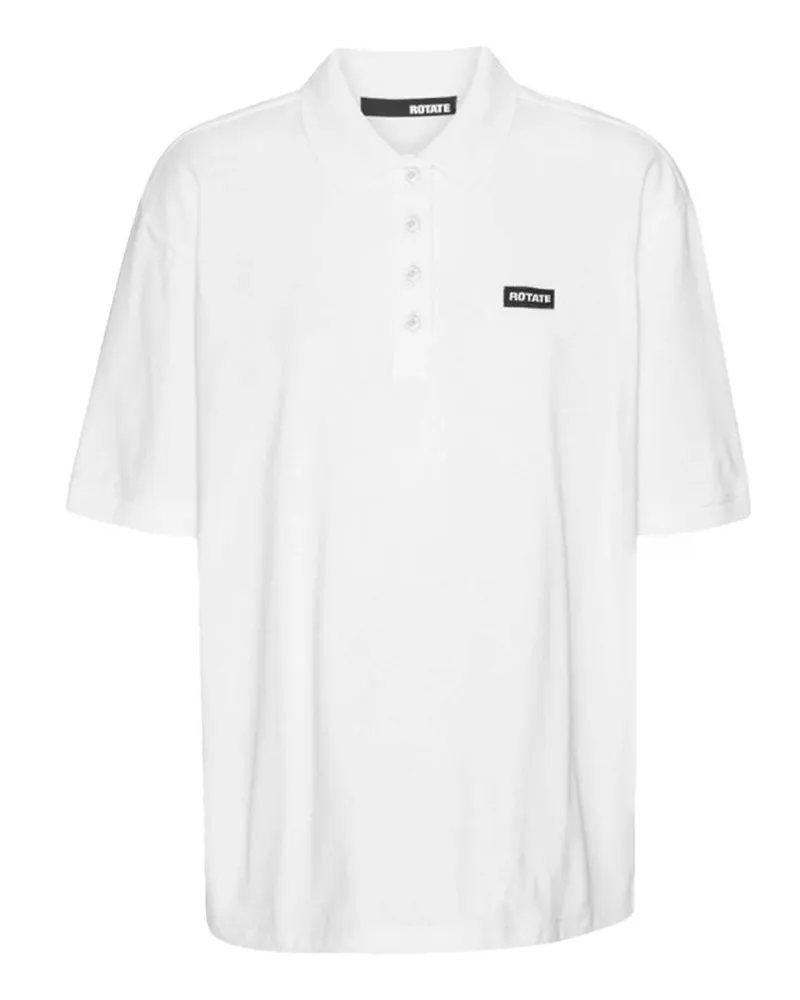 ROTATE Birger Christensen Short Sleeve Polo Weiß