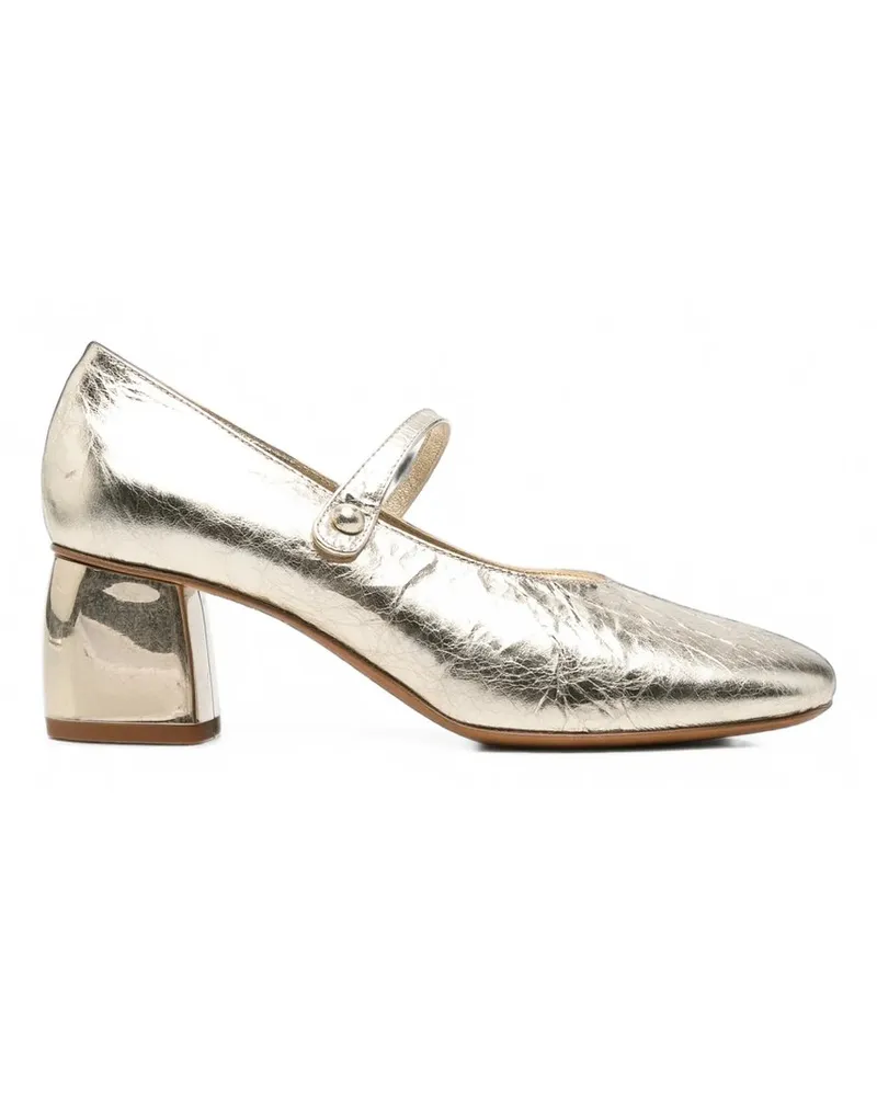 forte_forte Ballerina Pelle Craquele`con Cinturino e Tacco Gold