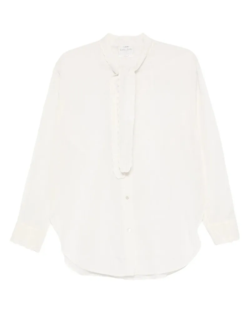forte_forte memoires D`enfance"embroidery Shirt With Bow Weiß