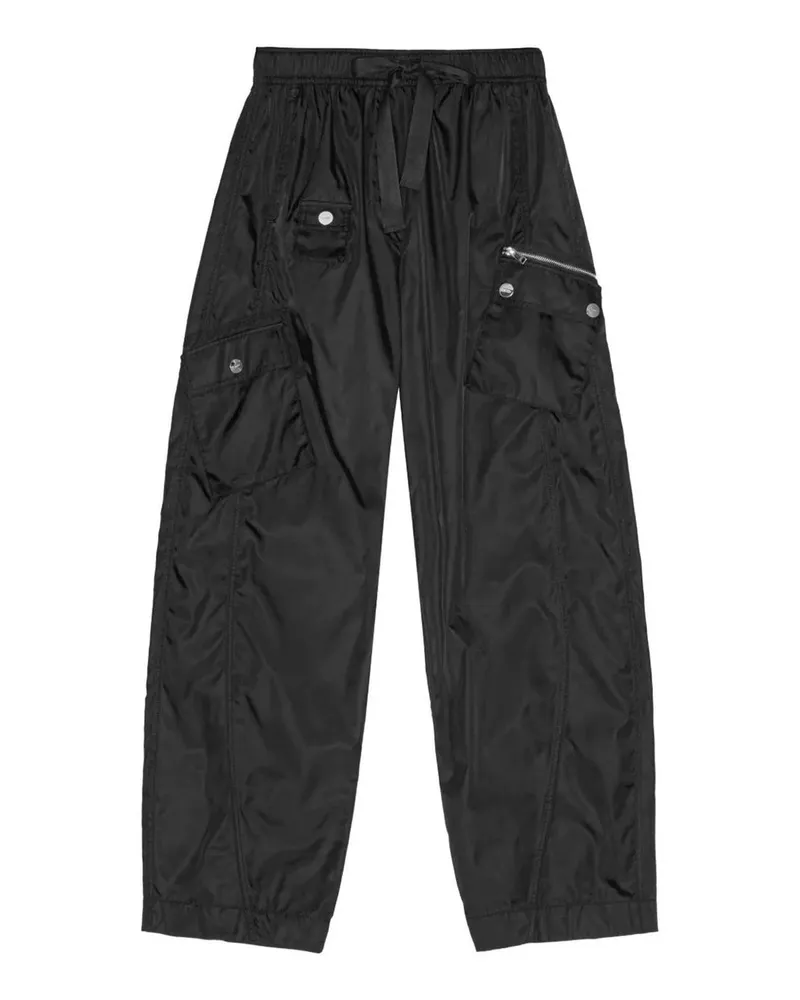 Ganni Duchesse Nylon Oversized Elasticated Pants Schwarz