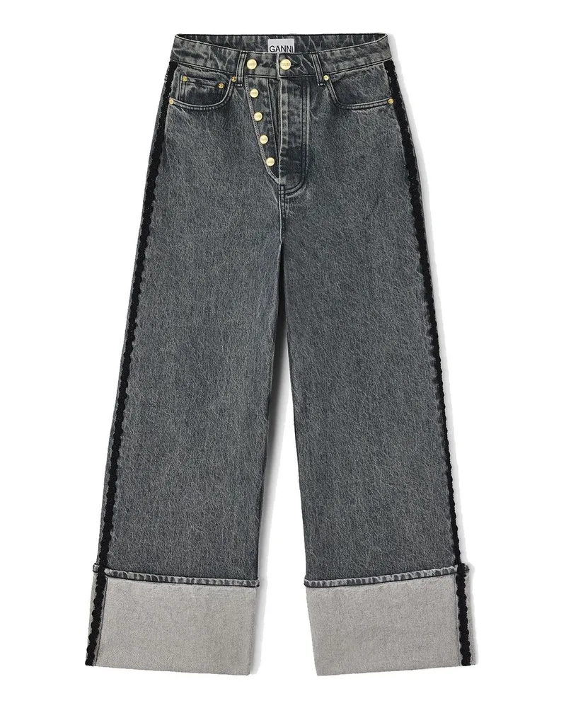 Ganni Rigid Denim Double Fly Baggy Jeans Grau