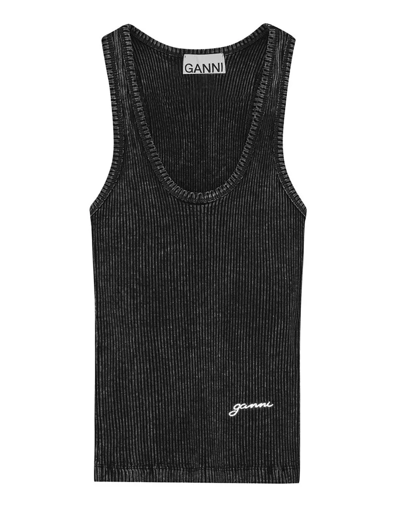 Ganni Top Black Washed Schwarz