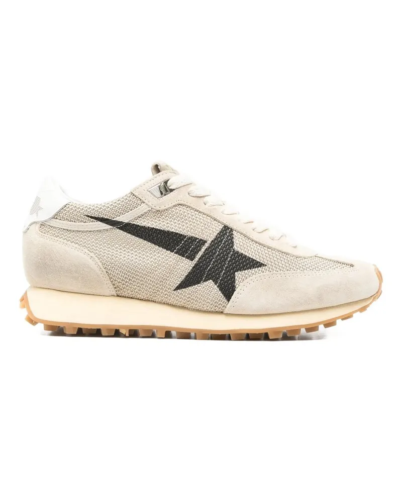 Golden Goose Running Marathon Mesh Upper Suede Toe Leather Heel Beige