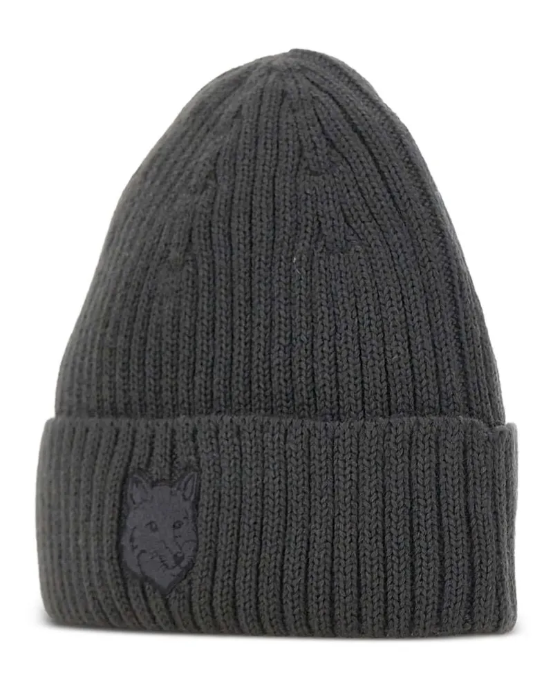 Kitsuné Fox Head Beanie Grau