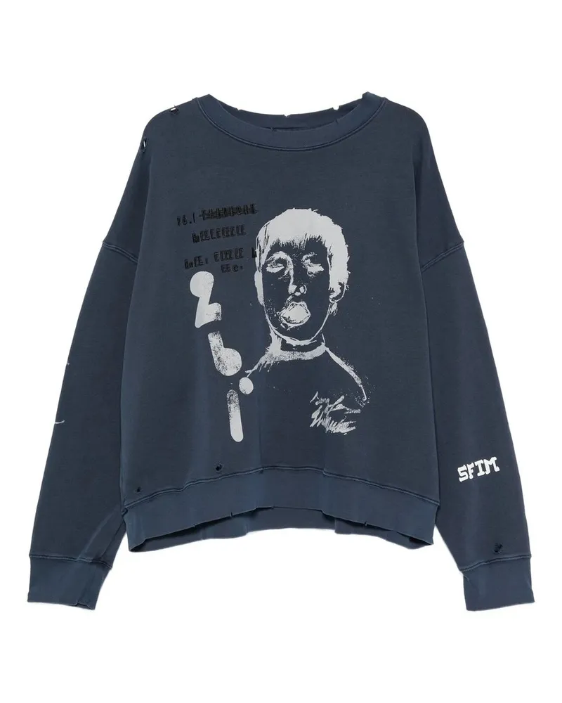 Song For The Mute yawning Kid`` Relaxed Pullover Blau