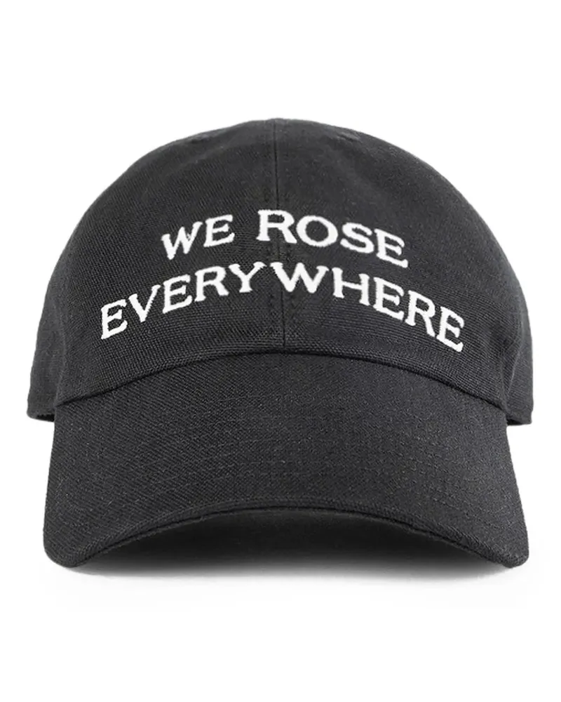 Ann Demeulemeester Ini Baseball Cap With "we Rose Everywhere" Embroidery Schwarz