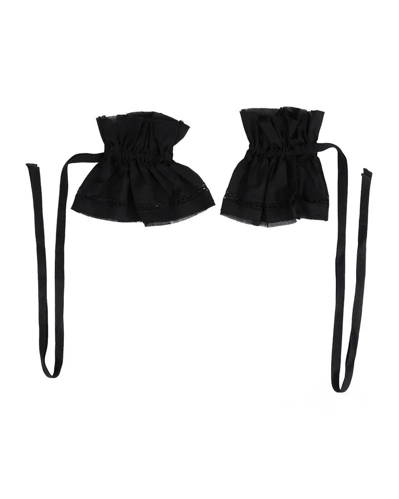 Ann Demeulemeester Suna Raw Edge Ruffled Cuffs With Elongated Ribbons Schwarz