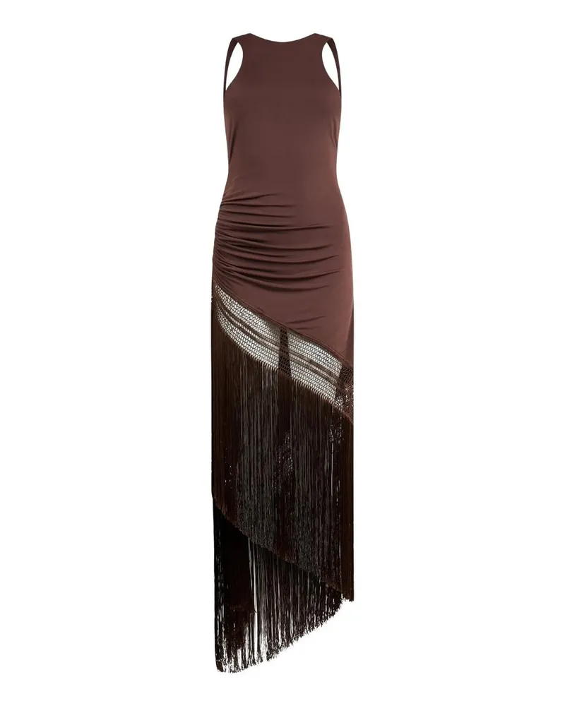 ANDAMANE Marisol Fringed Tank Maxi Dress Braun