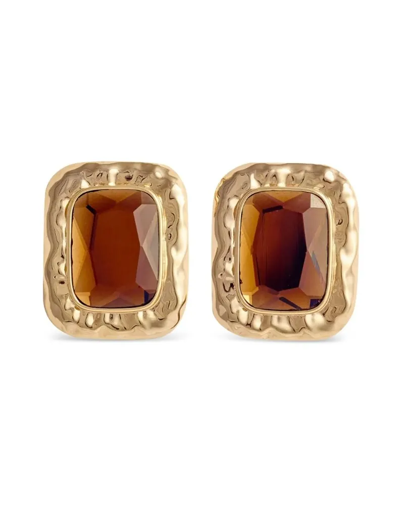 Self-Portrait Mottled Gold Amber Earrings Gold
