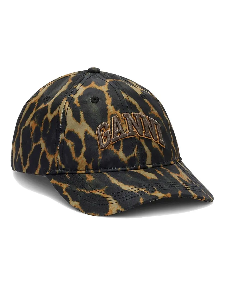 Ganni Printed Nylon Cap Braun