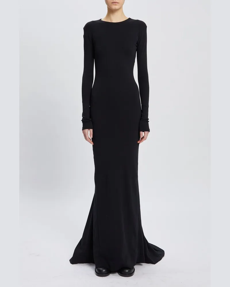 Ann Demeulemeester Jesse Long Sleeve X-long Flared Dress Schwarz