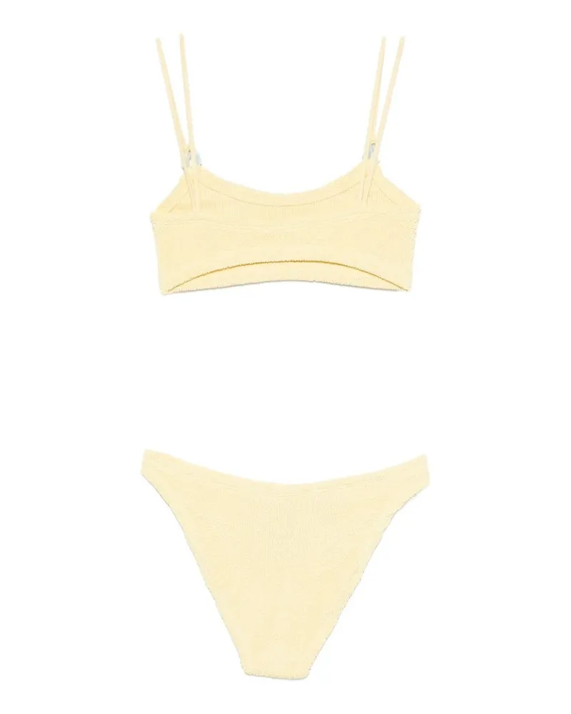 Hunza G Cassie Beaded Bikini Metallic Crinkle Weiß