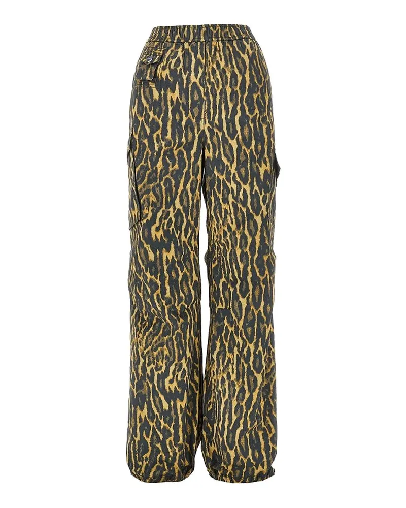 Ganni Printed Stretch Cotton Cargo Pants Grün