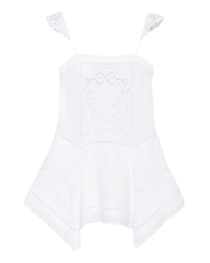 Self-Portrait White Embroidered Mini Dress Weiß