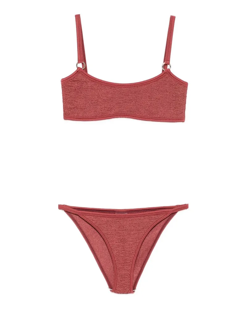 Hunza G Iris Bikini With Gold Hoops Rot