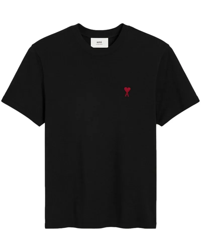 AMI Paris Tshirt With Red Ami de Coeur Schwarz