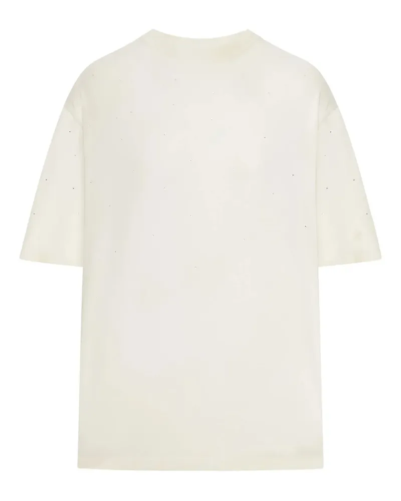 Golden Goose Star/ Unisex Relaxed Fit T-shirt/ Cotton Jersey/ Vintage Treatment/ Degrade` Hotfix/ Star Golden Goo Weiß