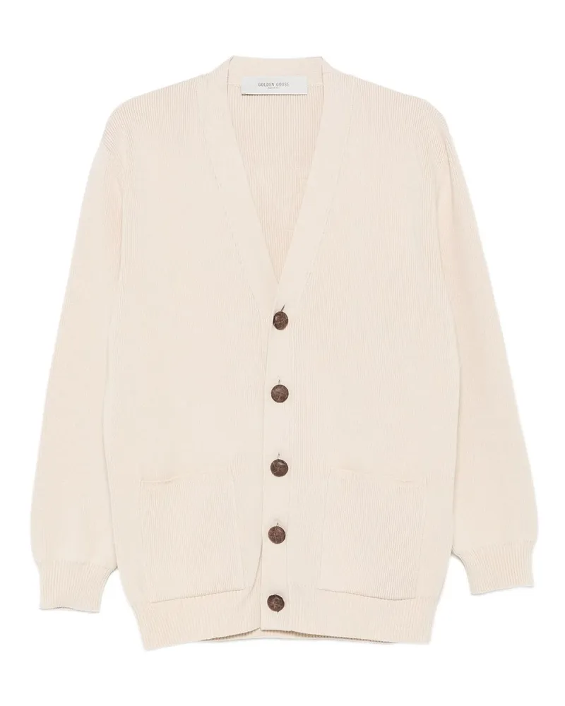 Golden Goose Golden W`s Knit Cardigan Organic Cotton With Logo Beige