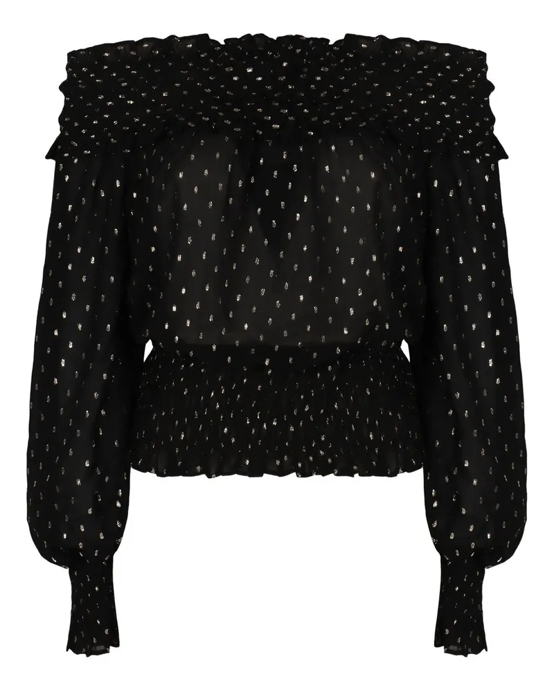 Self-Portrait Black And Gold Chiffon Top Schwarz