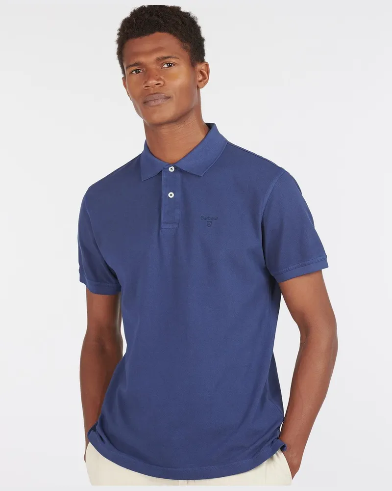 Barbour Polo sportiva lavata blu Blau