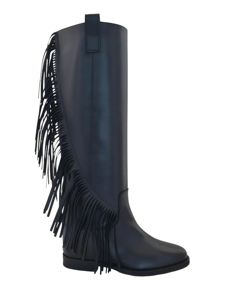 Via Roma 15 Stivale Zeppa Frangia Schwarz