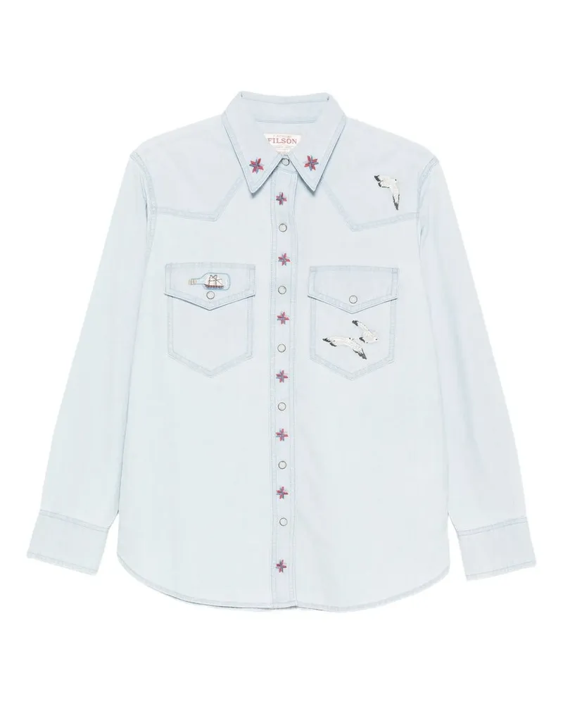 Filson W`s Embroidered Western Shirt Blau